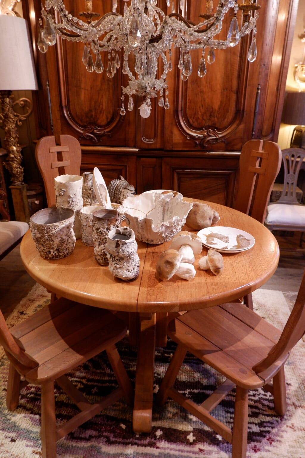 Table ronde extensible en chêne naturel - ca.1960 – Image 9