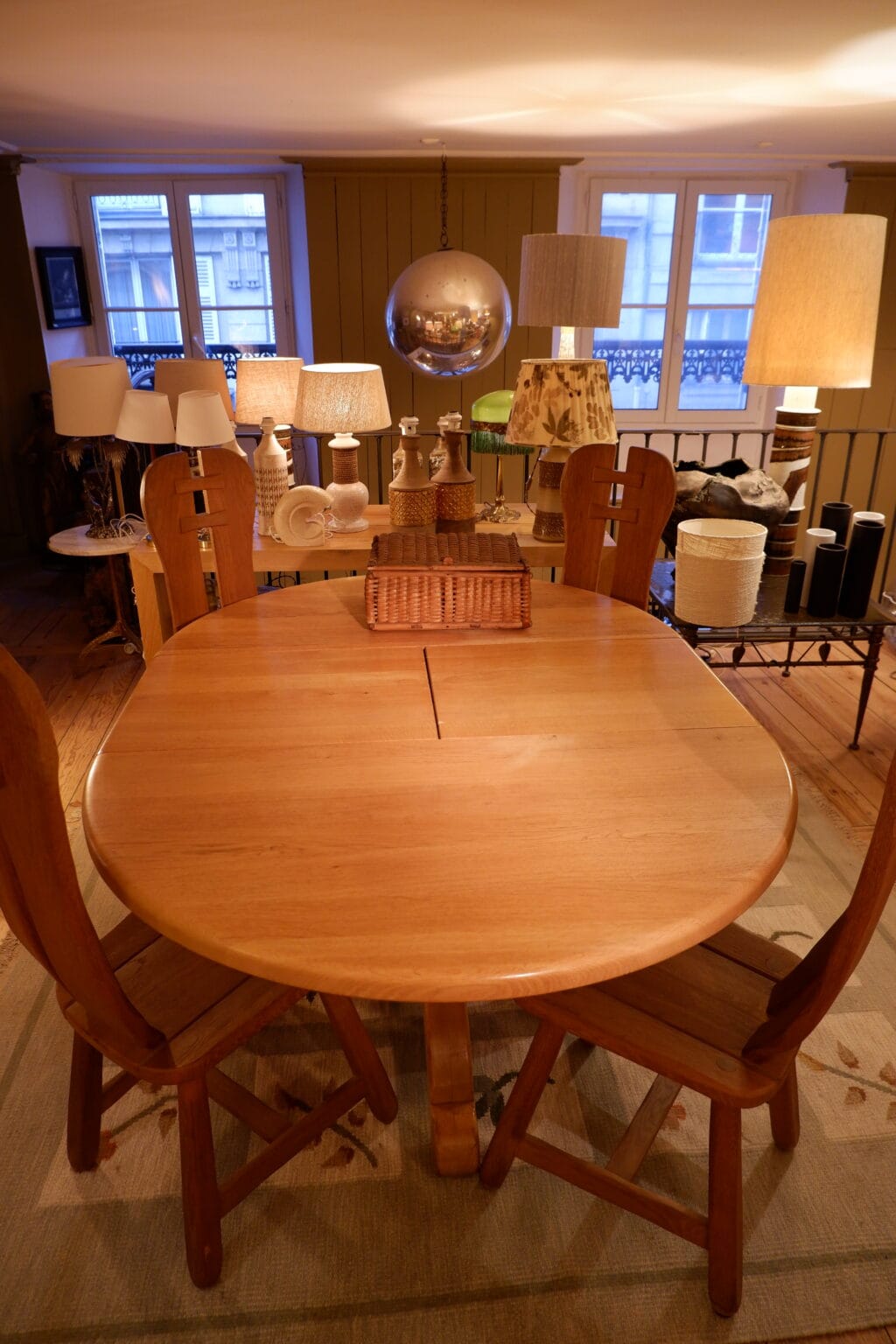 Table ronde extensible en chêne naturel - ca.1960 – Image 4