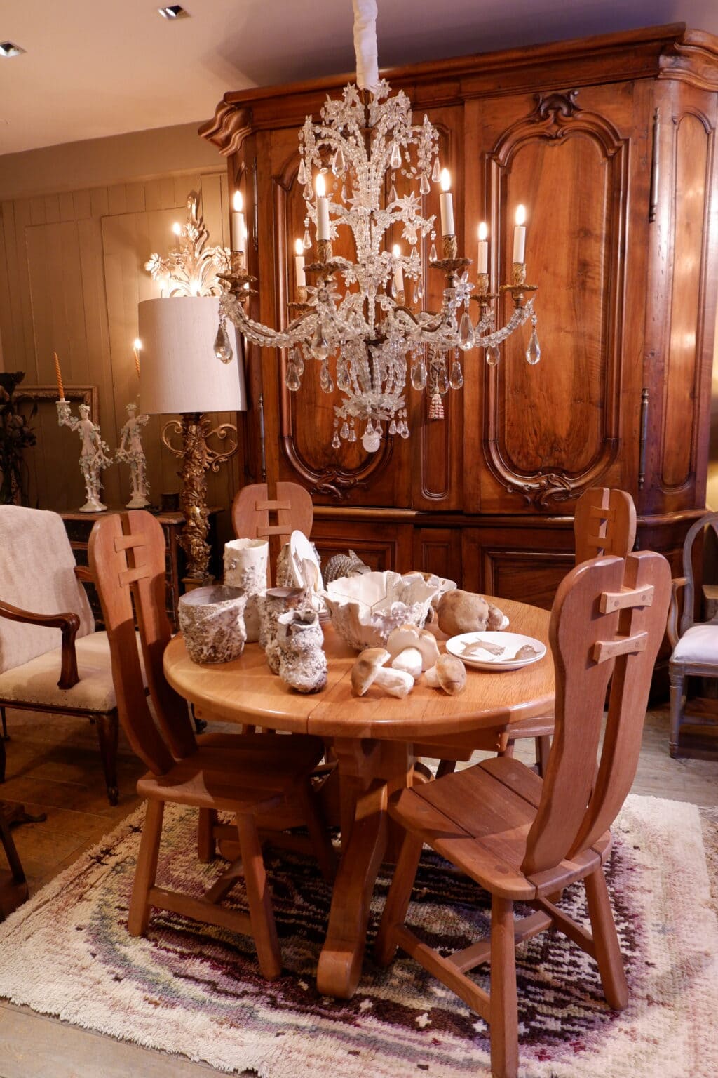 Table ronde extensible en chêne naturel - ca.1960 – Image 8