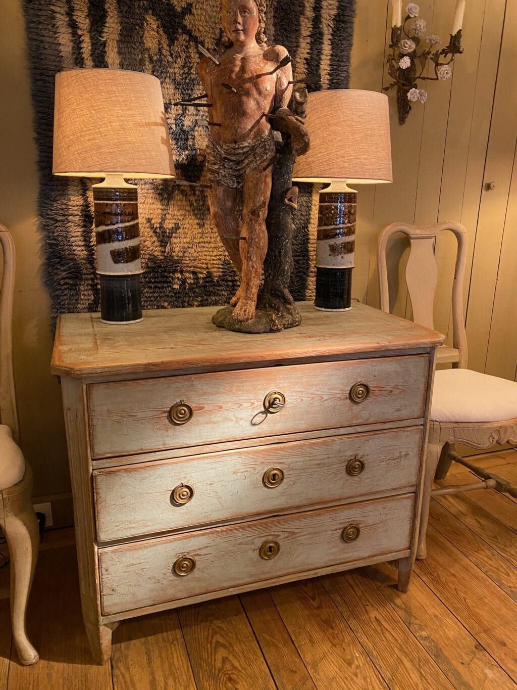 Commode gustavienne patine bleu ciel - Suède XIXe – Image 4