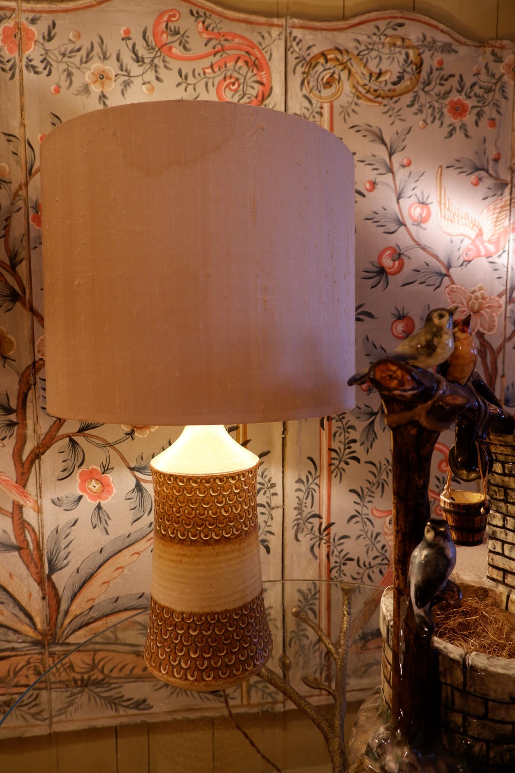 Textured sandstone lamp by Soholm - Denmark ca.1960+ A/J wild silk