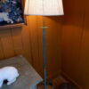 Paire de lampadaires Suédois patine vert de gris + A/J soie sauvage naturelle ca.1960