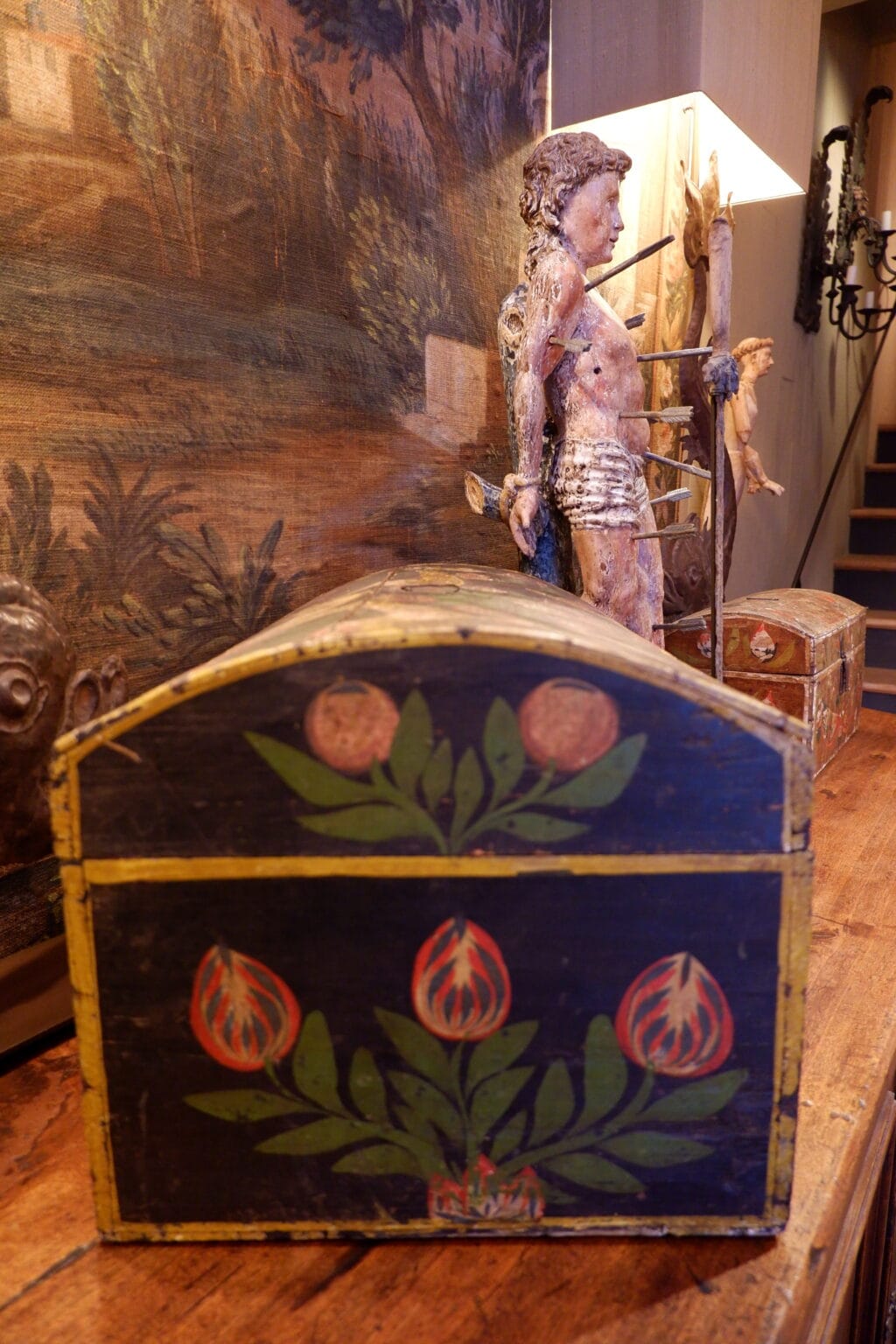Coffres de mariage en bois peint "Normandie" - Art populaire XIXe – Image 6