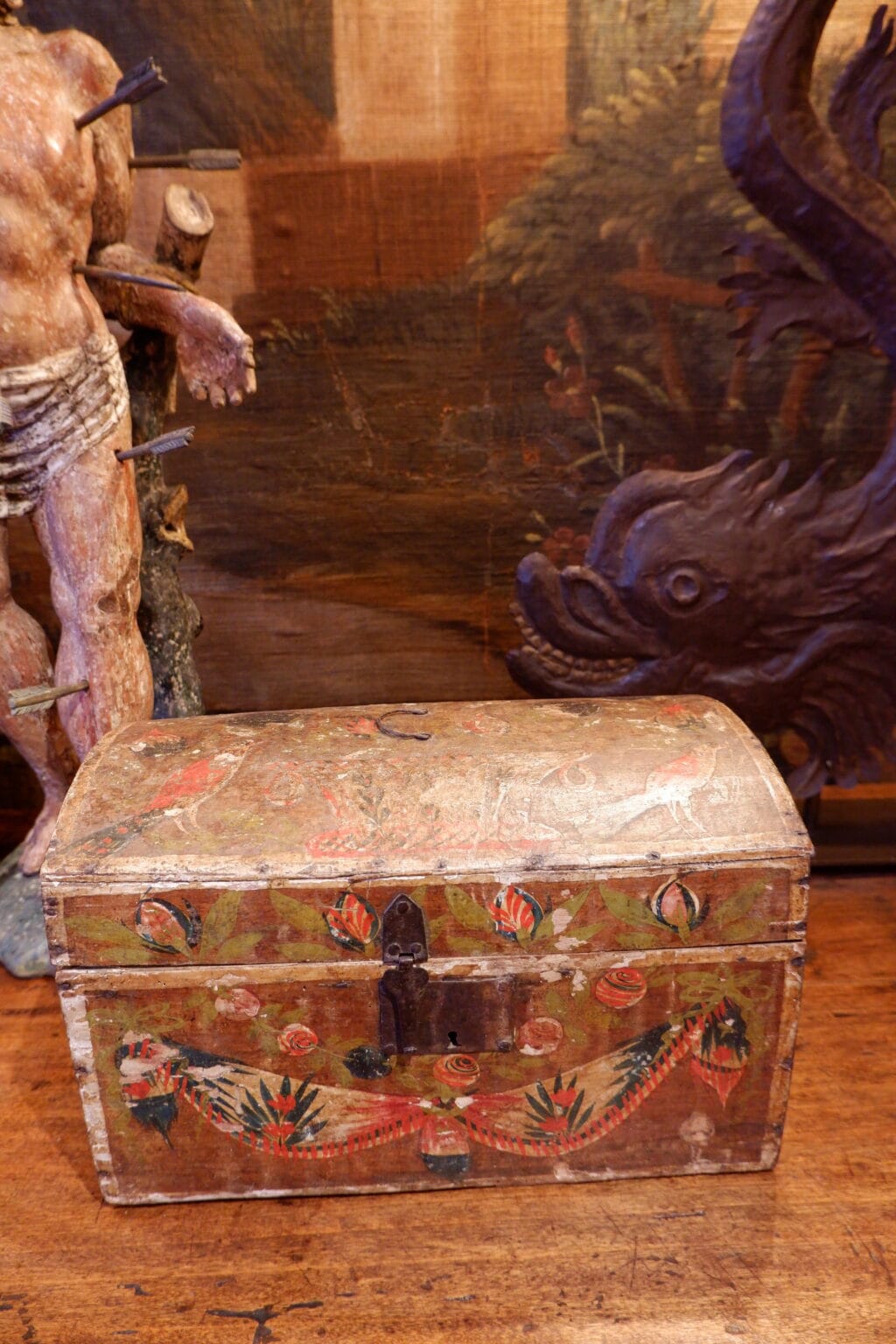 Coffres de mariage en bois peint "Normandie" - Art populaire XIXe – Image 10