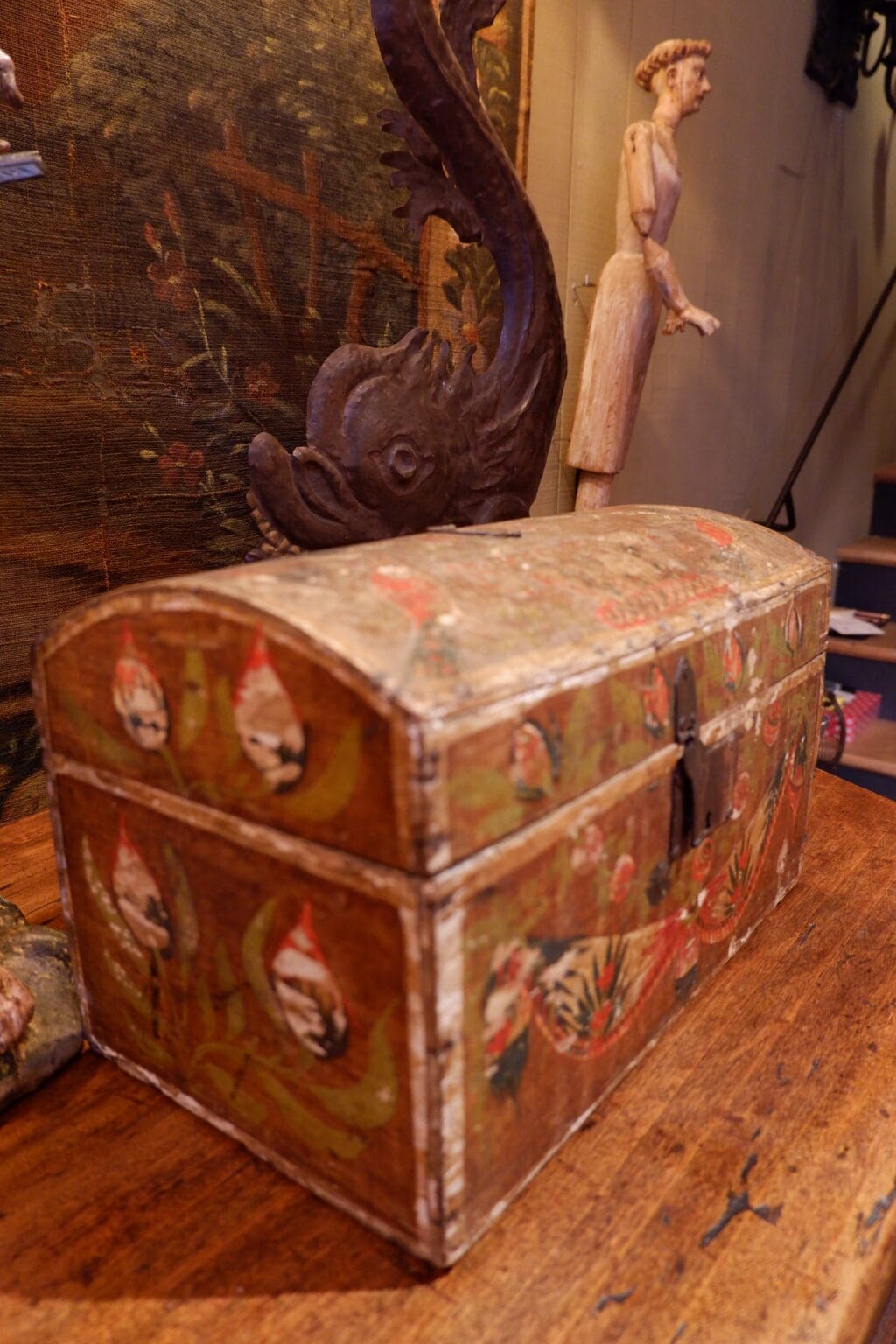 Coffres de mariage en bois peint "Normandie" - Art populaire XIXe – Image 11