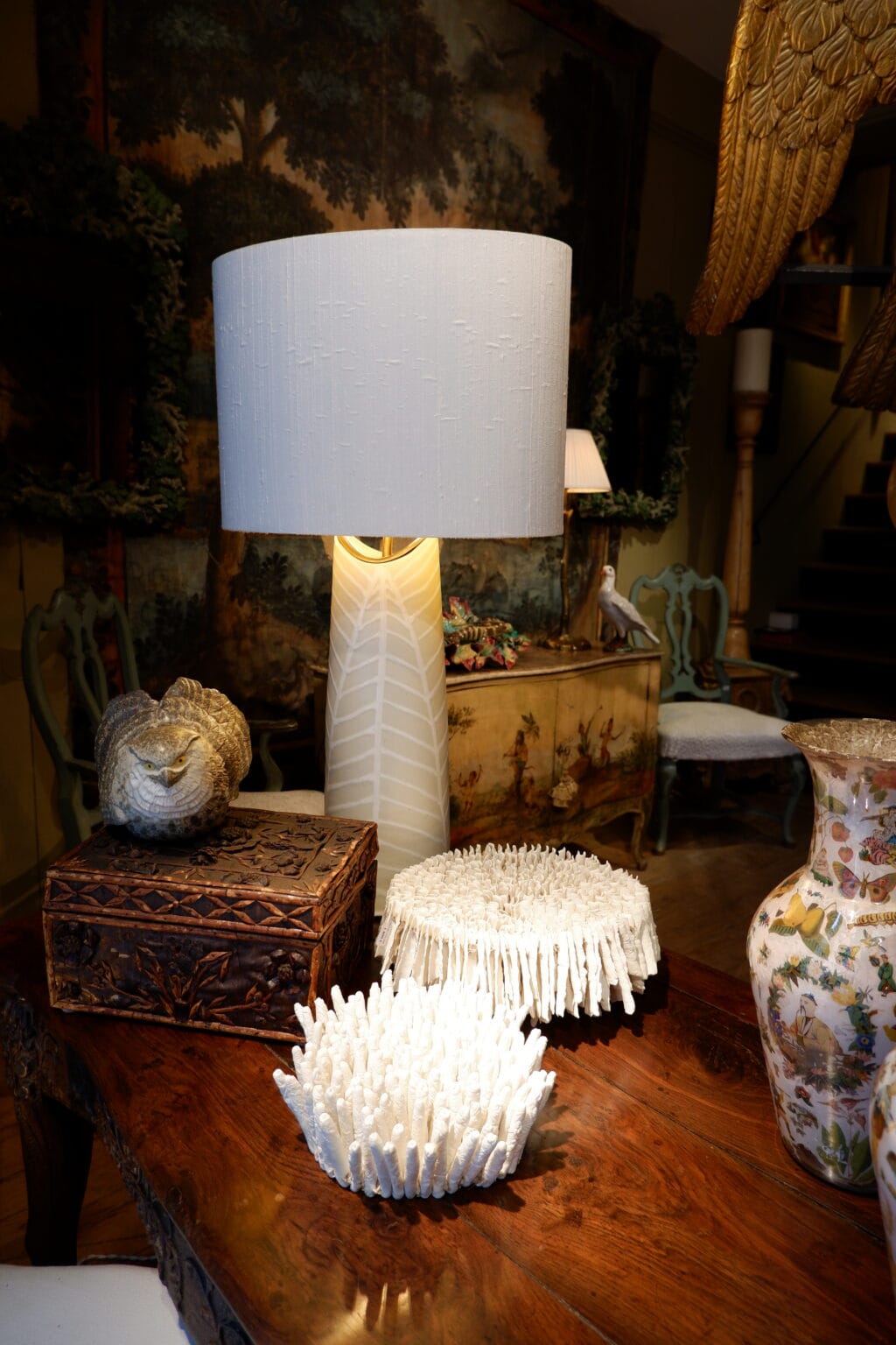 Large Ivory &amp; Cream ceramic lamp by Mari Simmulson - Sweden ca.1960 - Image 2