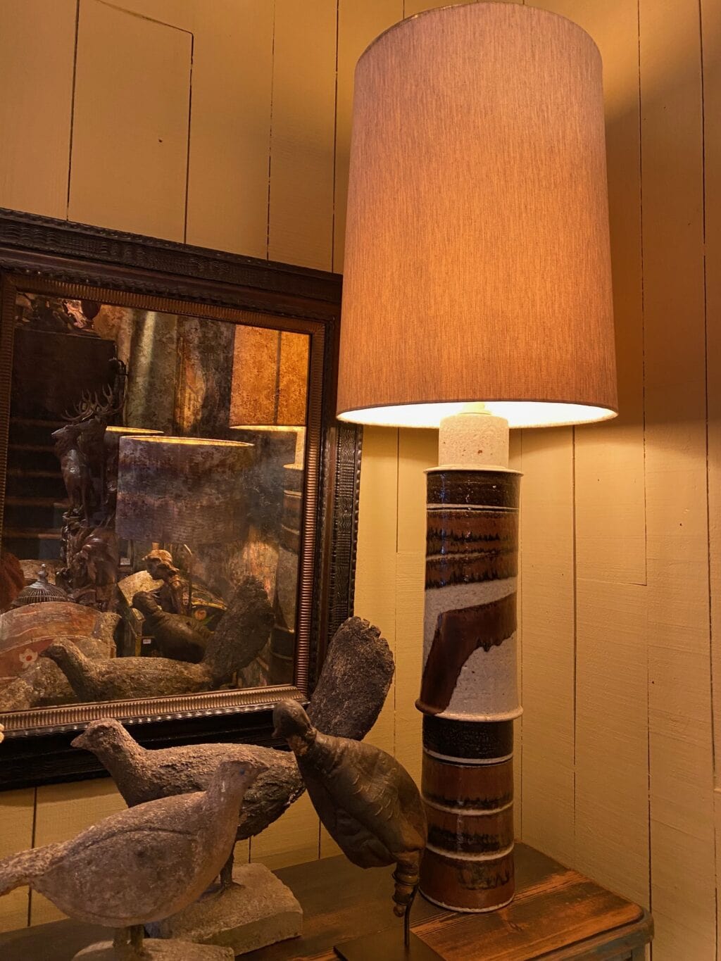 LARGE GRES LAMP WITH CALLIGRAPHY MOTIF BY INGER PERSSON FOR RORSTRAND CA.1960