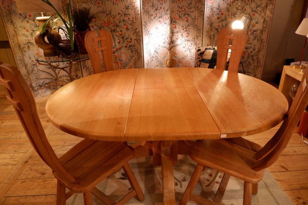 Table ronde extensible en chêne naturel - ca.1960 – Image 2