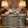 Très grande commode double galbe patine bleu pâle XIXe