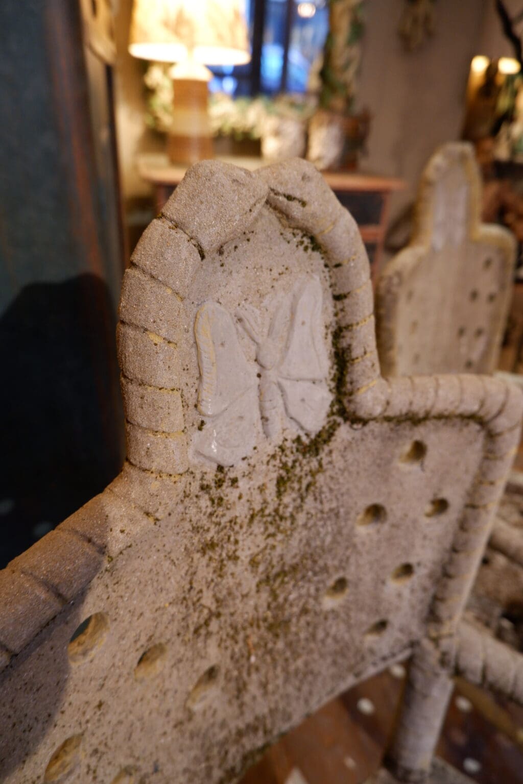Pair of cement garden armchairs with butterfly back - Art Nouveau style ca.1900 - Image 4