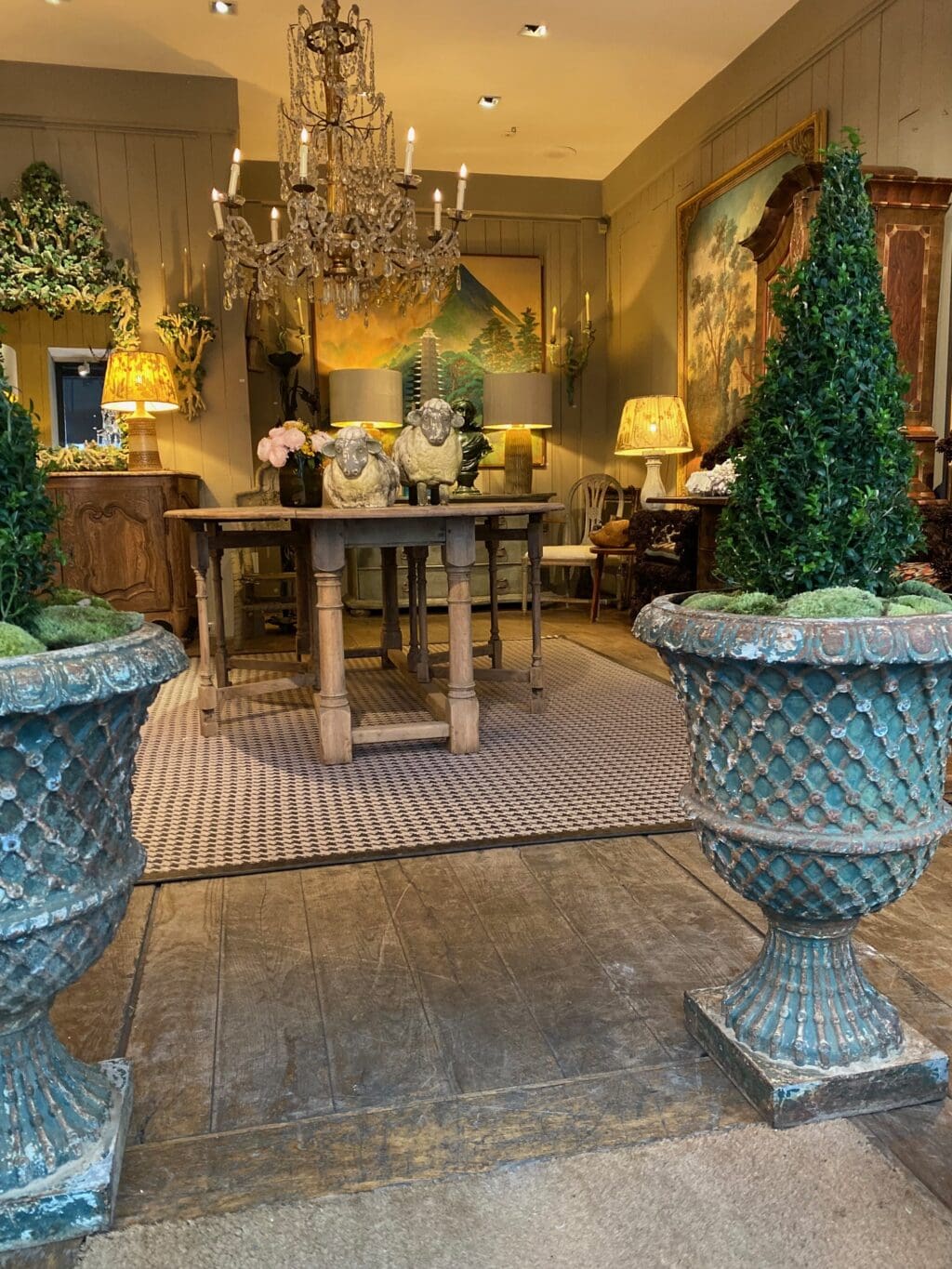 Rare paire de vases en fonte verte "décor treillage " - Angleterre  XIXe – Image 8