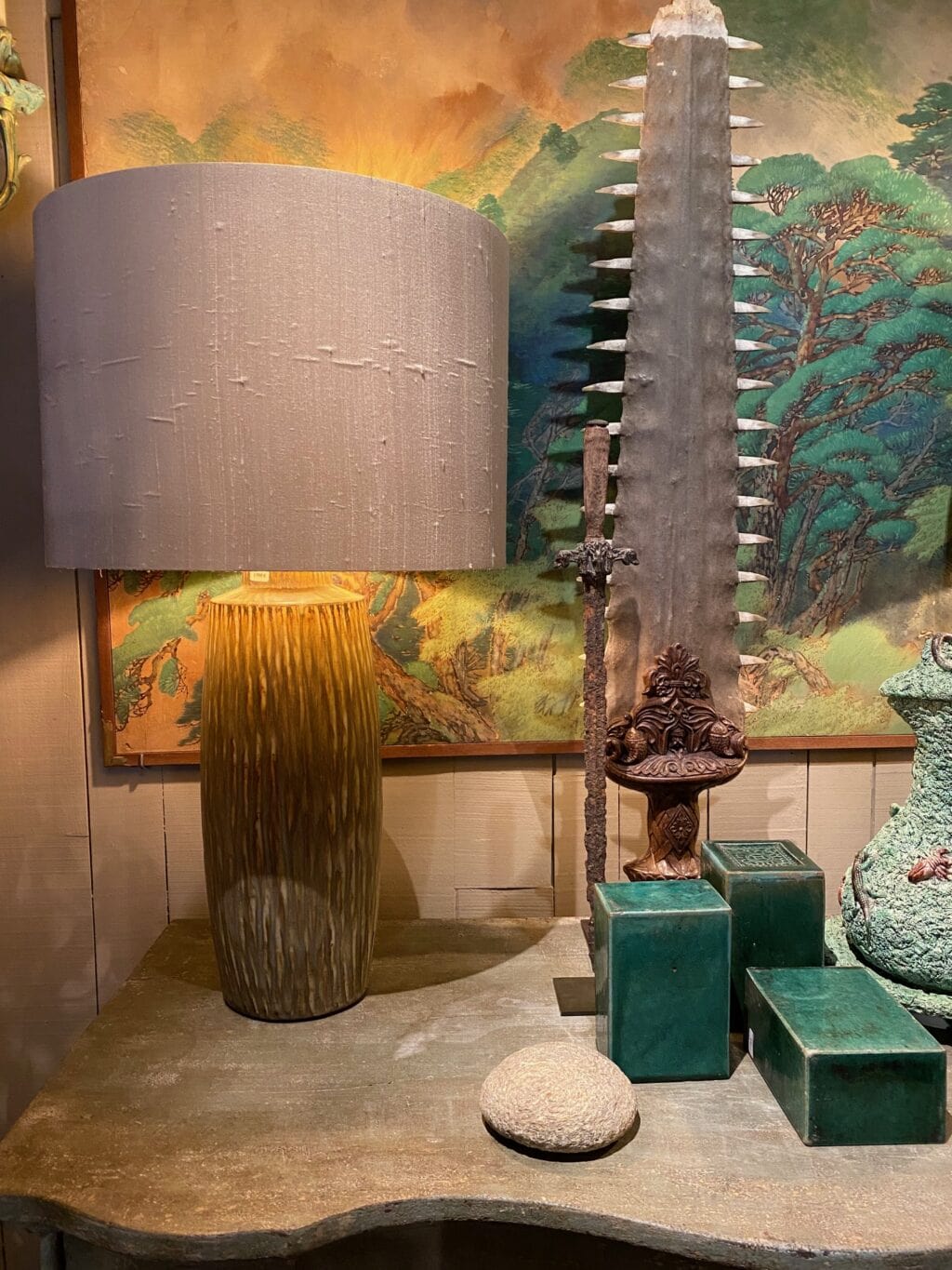 Very large celadon green ceramic lamp &quot;RUBUS&quot; by GUNNAR NYLUND -Sweden ca.1960 - Picture 2
