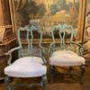 Fauteuil Vénitien laque bleu d'époque XIXE