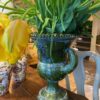 Elégant vase en terre cuité émail vert décor de masque soleil -France XIXe – Image 9