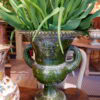 Elégant vase en terre cuité émail vert décor de masque soleil -France XIXe – Image 7