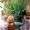Elégant vase en terre cuité émail vert décor de masque soleil -France XIXe – Image 6