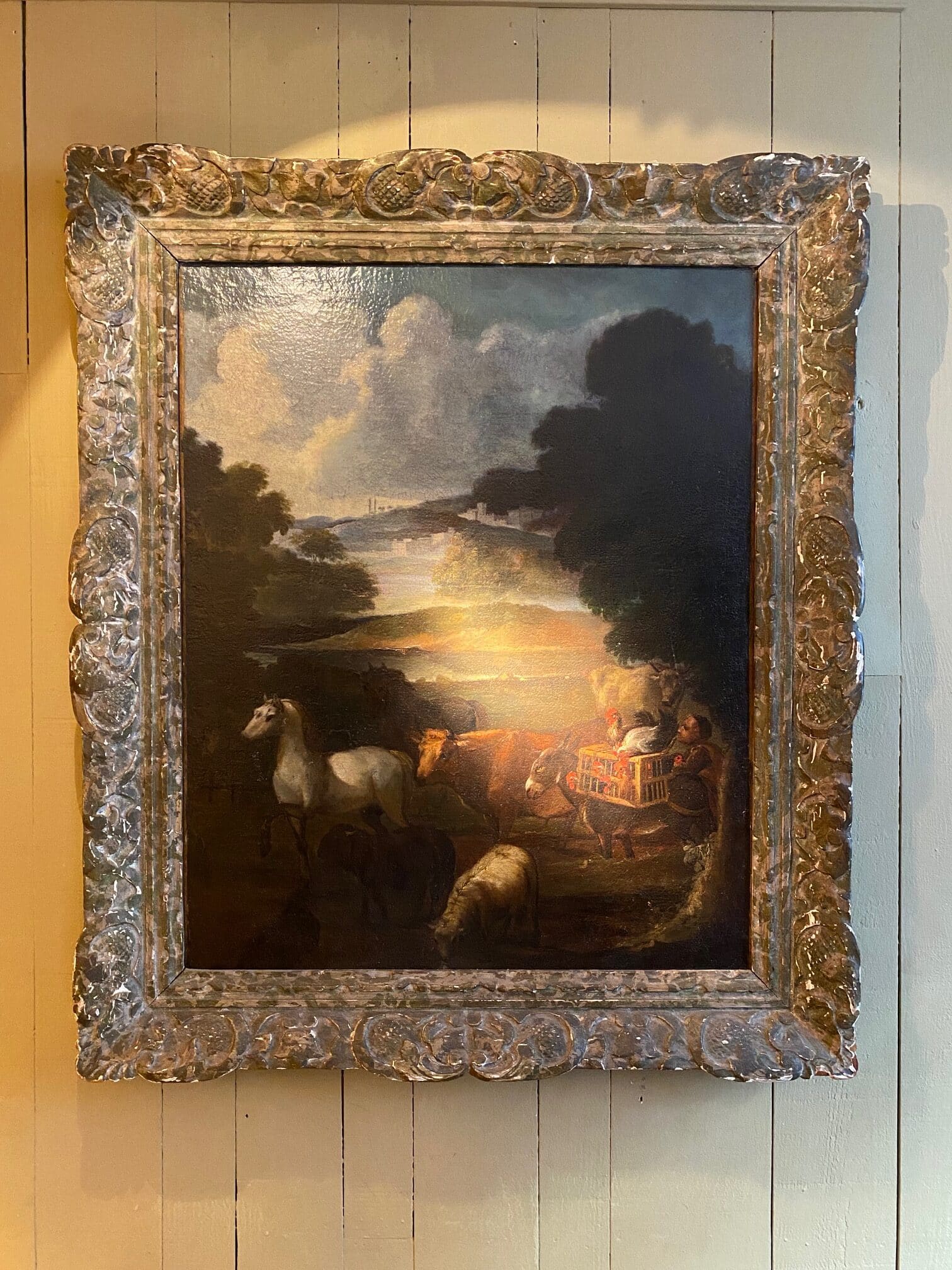 Huile sur toile “marchand d’animaux” ECOLE FRANCAISE du XVIIIème