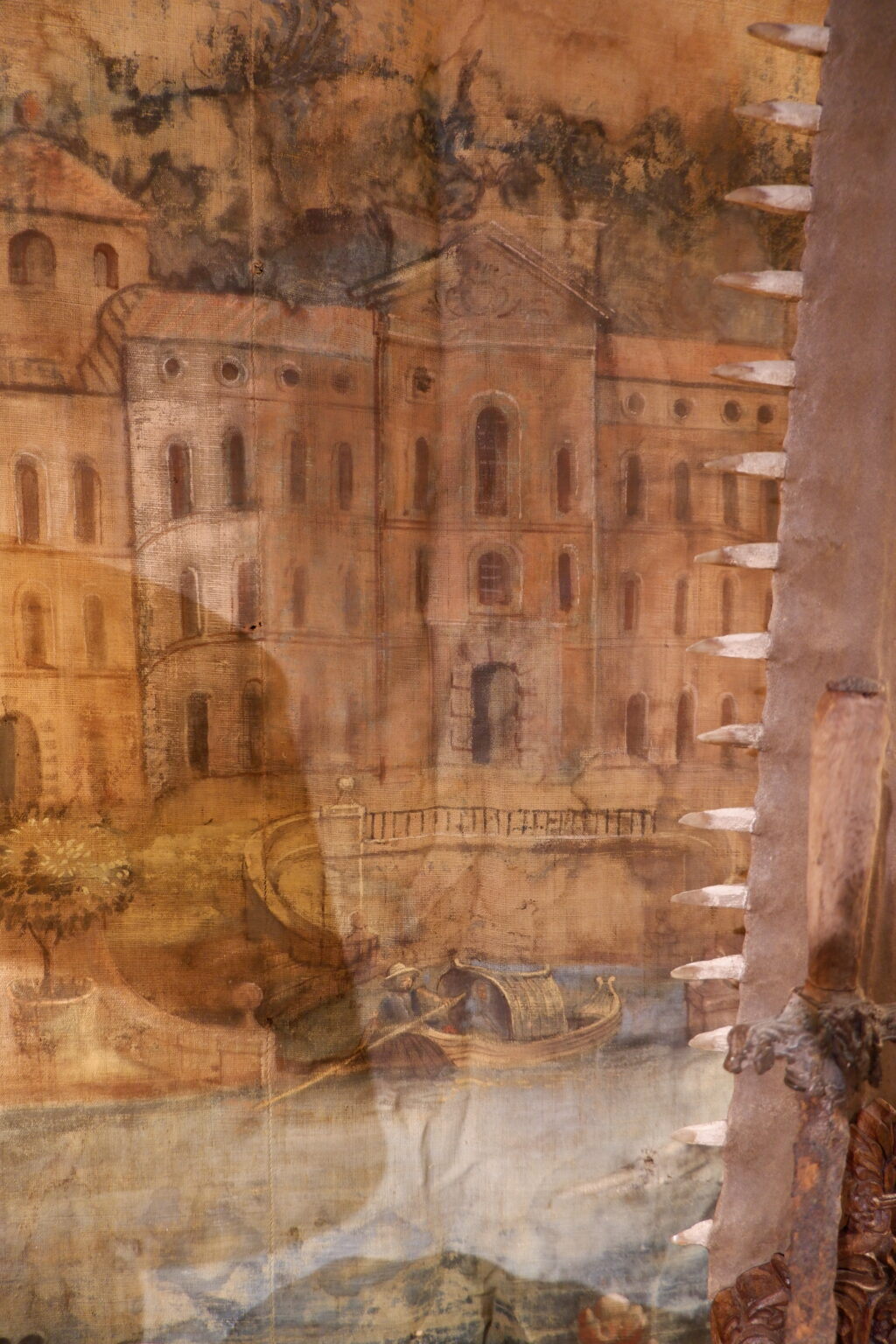 Grande toile peinte d'époque XVIIIe "Château en provence" – Image 5
