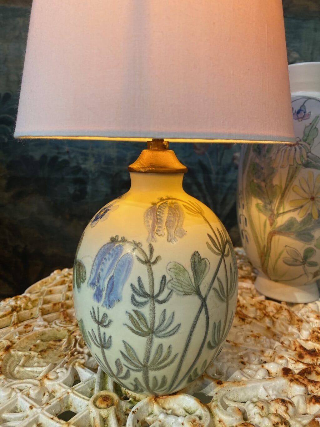 Lampe "primavera" décor peint à la main sur porcelaine par Carl Harry Stalhane - ca.1960 – Image 4