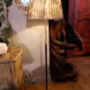 Lampadaire en métal laqué noir et laiton + AJ tissu -Suéde ca.1960 – Image 4