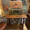 Table console espagnole en chêne pied lyre & entretoise en fer XIXe – Image 4