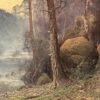 Paysage du nord "lac entouré de forêt dans la brume" huile sur toile par John Kindborg -fin XIXe – Image 7