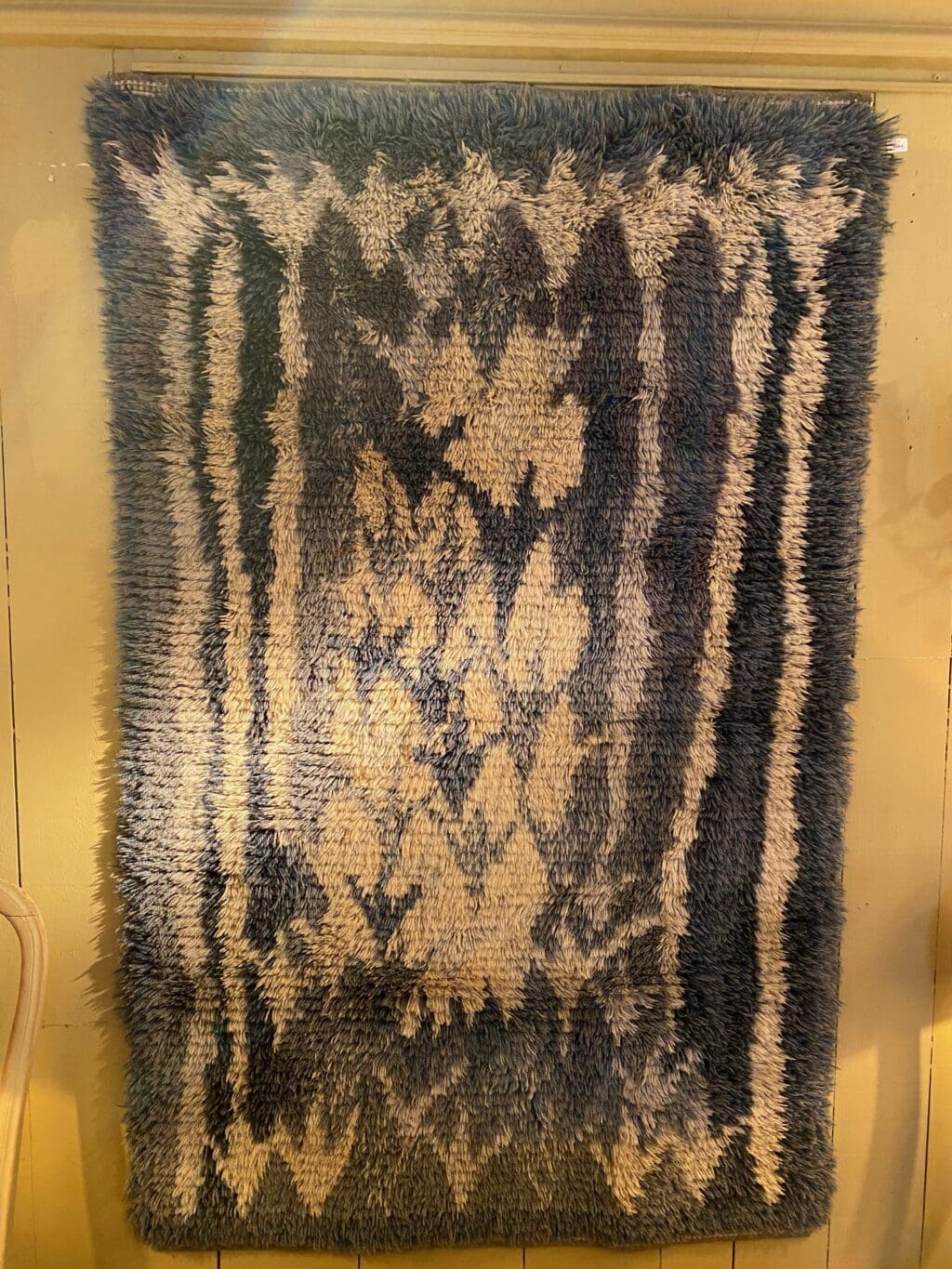 Tapis Rya gris bleu & motif ivoire - Finlande ca.1960 – Image 5
