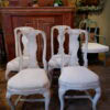 Suite de 4 chaises gustaviennes patine blanc/gris d'origine- Suède ca.1800