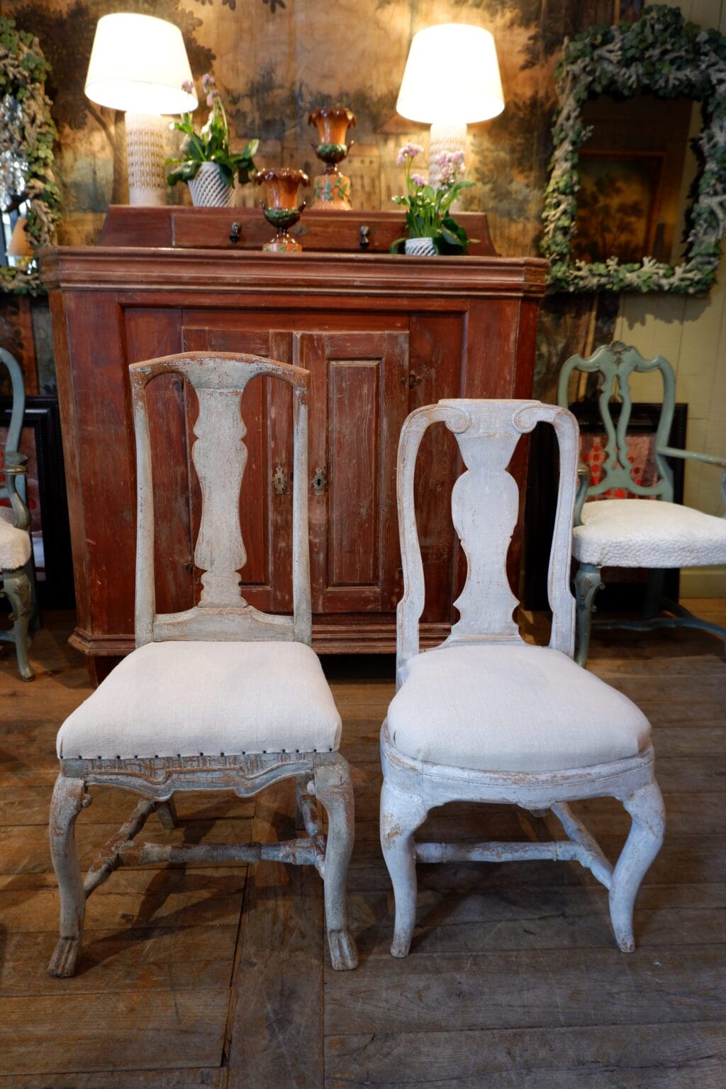 Suite de 6 chaises gustaviennes patine blanc/gris d&#039;origine- Suède ca.1800 – Image 6