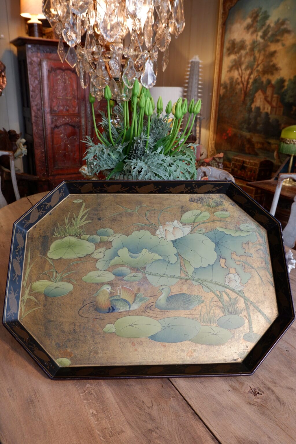 Grand plateau hexagonal décor laque japonaise ca.1900 – Image 4