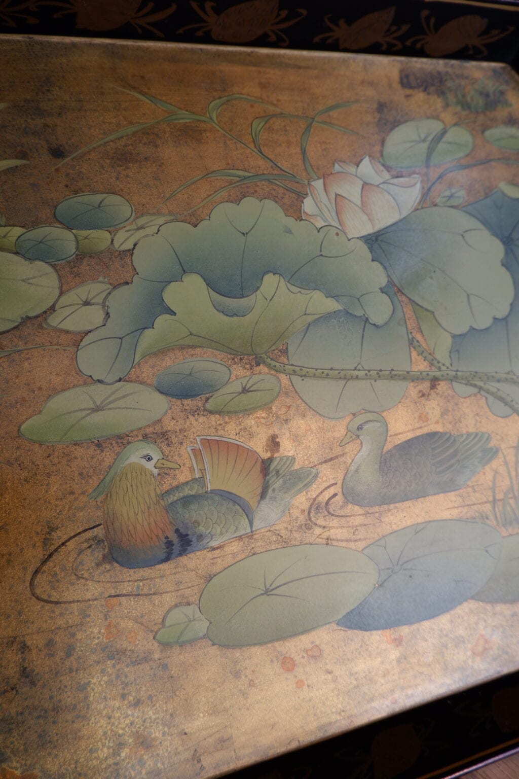 Grand plateau hexagonal décor laque japonaise ca.1900 – Image 3