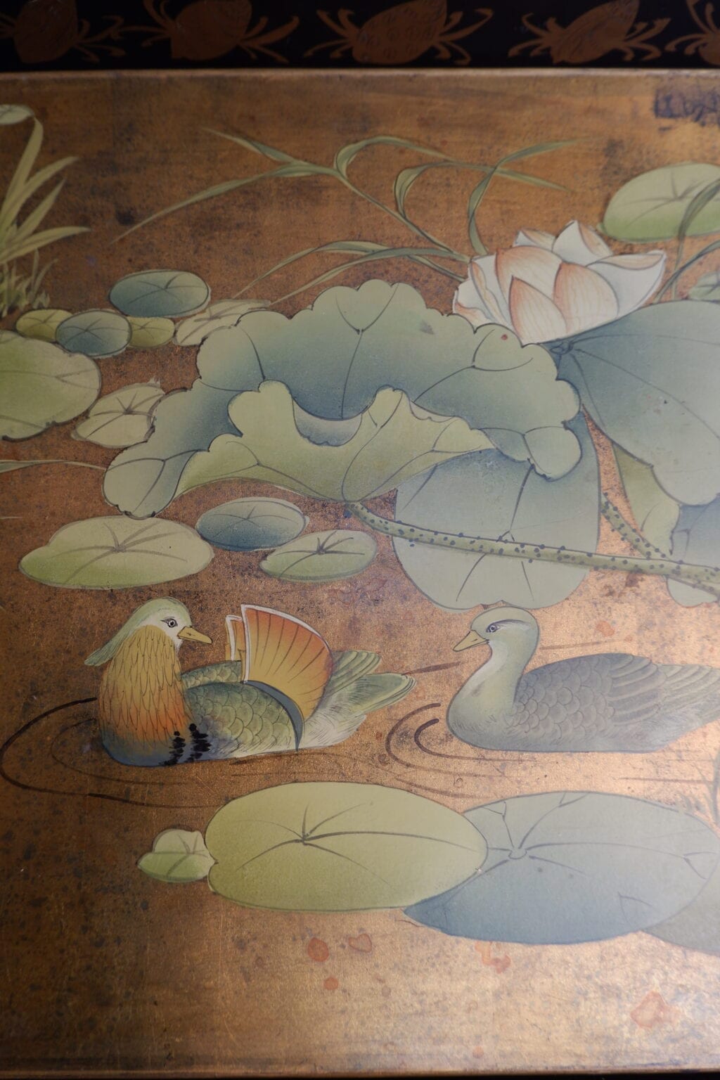 Grand plateau hexagonal décor laque japonaise ca.1900 – Image 2