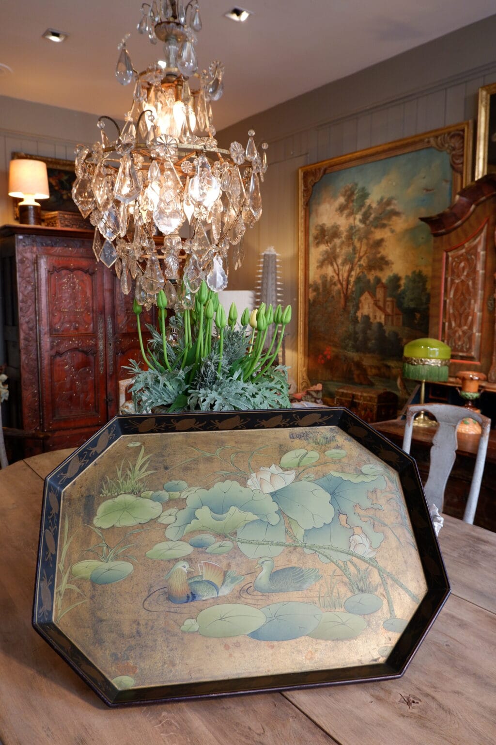 Grand plateau hexagonal décor laque japonaise ca.1900 – Image 5