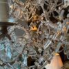 Trés grand lustre italien structure argentée à 12 bras - cristal et lames de verre Murano XIXe – Image 3