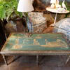 Table basse en bois sculpté & plateau au décor oriental peint sur marbre- Italie XIXe