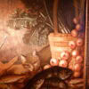Huile sur bois nature morte au "chat, poissons et panier de légumes" - Italie XIXe – Image 3