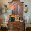 Secrétaire baroque en bois peint polychrome XIXe -