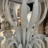 Lustre suspendu en verre blanc de Murano