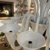 Lustre suspendu en verre blanc de Murano