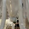 Lustre suspendu en verre blanc de Murano