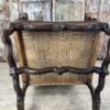 Fauteuil italien en cuir marron patiné style LOUIS XIII