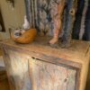 Buffet deux portes en bois peint blanc et bleu pâle- décor polychrome - XIXe – Image 6
