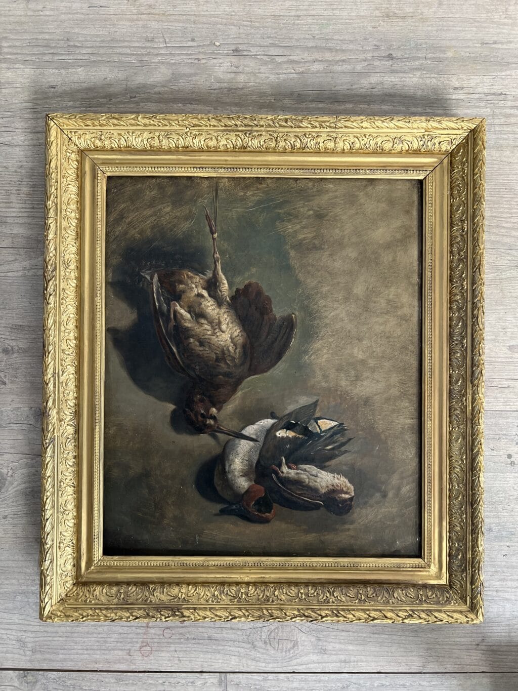 Nature morte grive, sarcelle d'hiver huile sur toile
