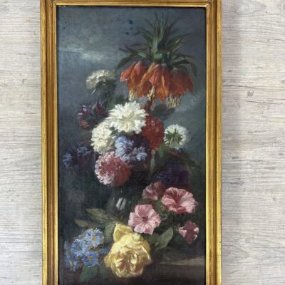 Composition florale sur un entablement Huile sur toile Signé Jules Antoine Pelletier