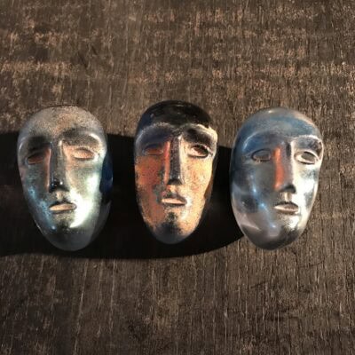 Trois Masques en Verre par Bertil Vallien pour Kosta Boda