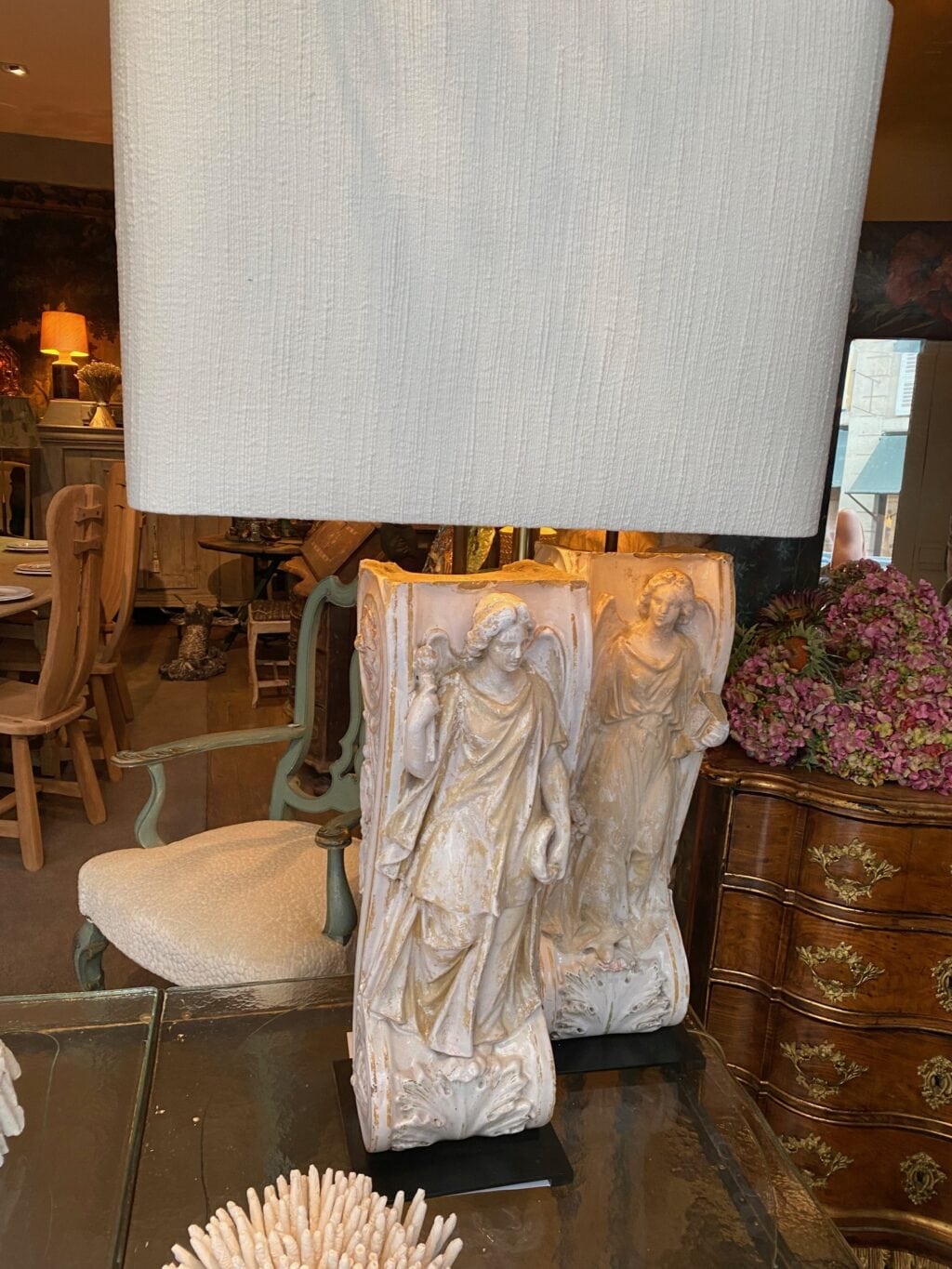 Paire de lampes en céramique blanche émaillée XIXe + AJ rectangles coins arrondis – Image 5