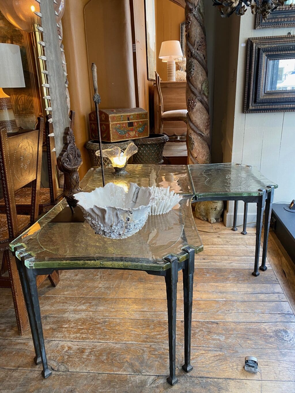 Table basse sculpture en bronze &amp; cristal moulé ca.1960 – Image 5