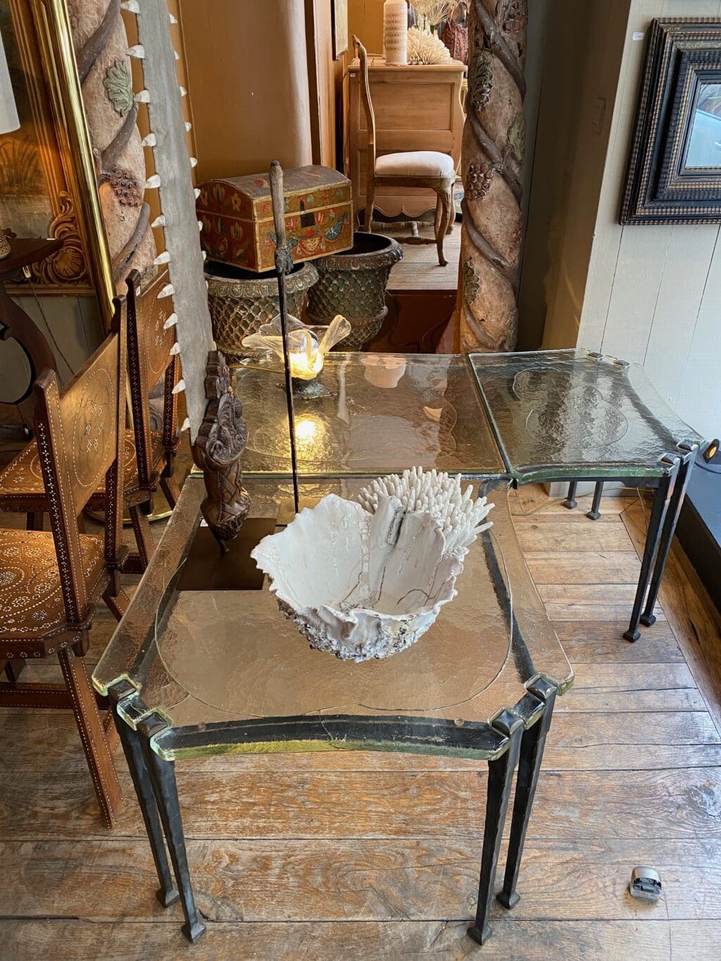 Table basse sculpture en bronze &amp; cristal moulé ca.1960 – Image 6