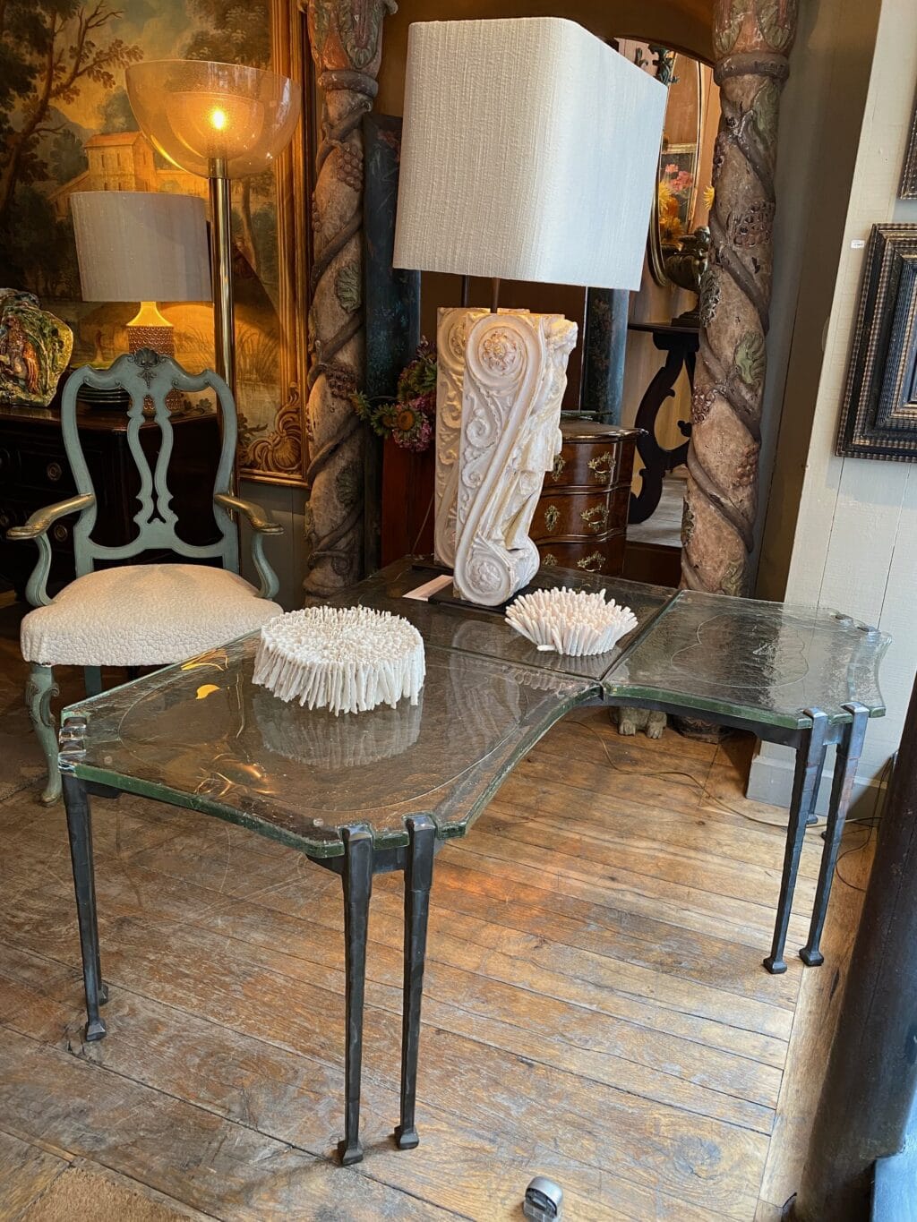 Table basse sculpture en bronze &amp; cristal moulé ca.1960 – Image 7