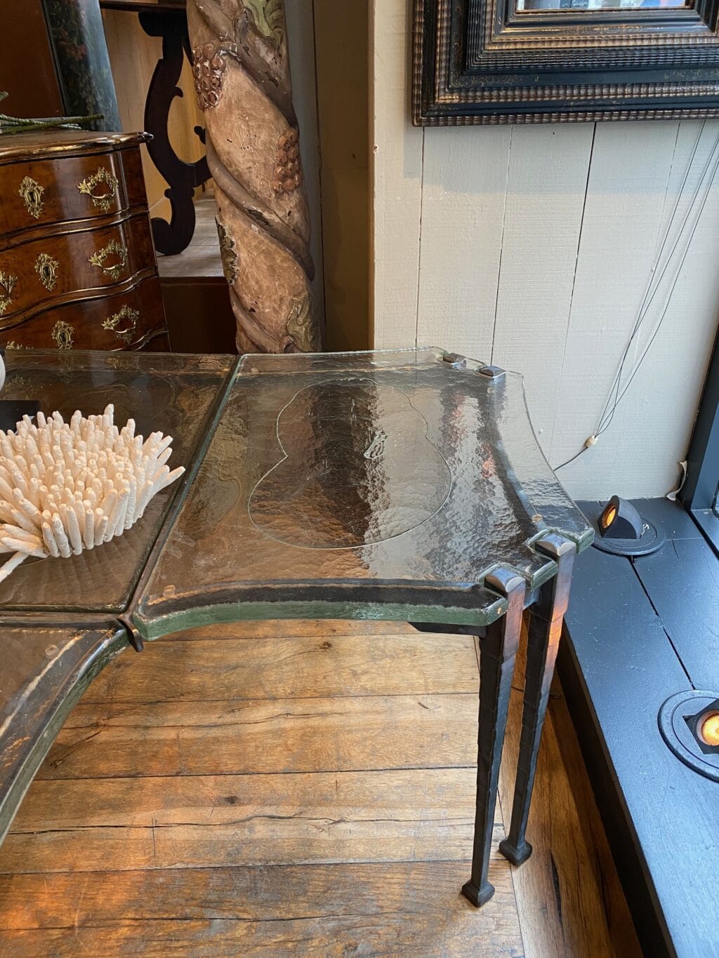 Table basse sculpture en bronze &amp; cristal moulé ca.1960 – Image 3